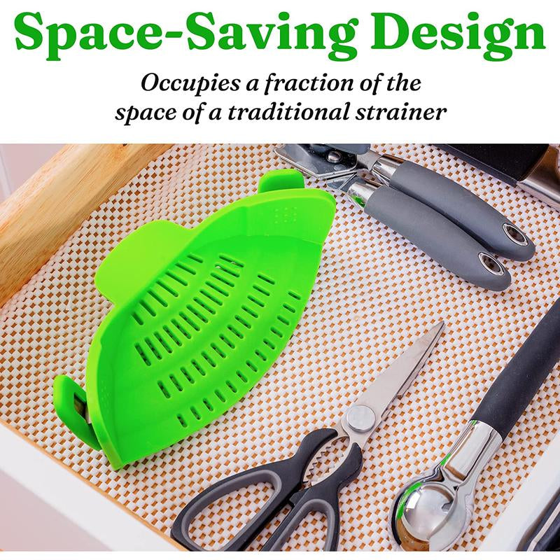 Gizmo Snap N Strain Pot & Pasta Strainer - Adjustable Silicone Clip on Strainer for Pots, Pans, & Bowls- Kitchen Gadgets, Noodle, Food, Gifts for Women, Green Kitchen Gizmo Traditional Utensils