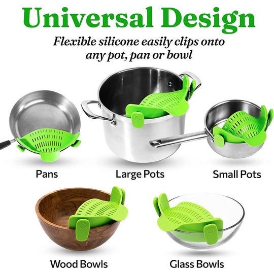 Gizmo Snap N Strain Pot & Pasta Strainer - Adjustable Silicone Clip on Strainer for Pots, Pans, & Bowls- Kitchen Gadgets, Noodle, Food, Gifts for Women, Green Kitchen Gizmo Traditional Utensils