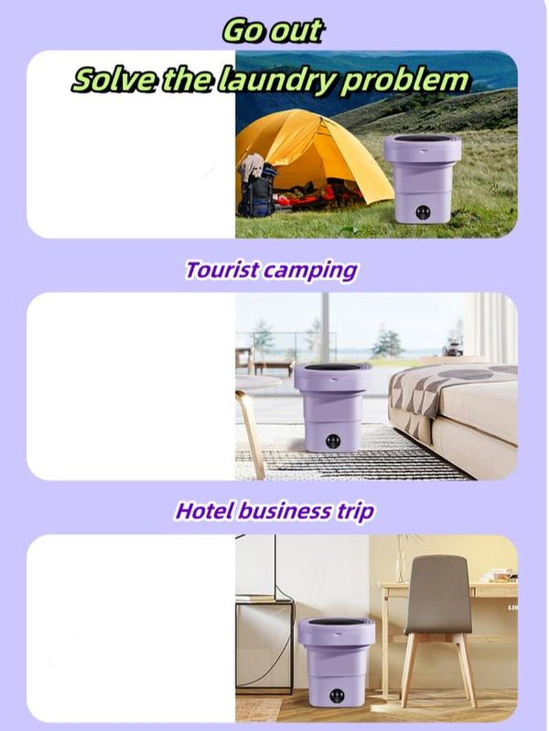 Portable Folding Washing Machine, Purple Large-Capacity Foldable,Mini Washing Machine, Deep Cleaning Underwear, Baby Clothes and Small Clothing. Can Be Spin-Dried and Suitable for Apartments, Dormitories, Hotels, Camping, Etc. Christmas Gifts
