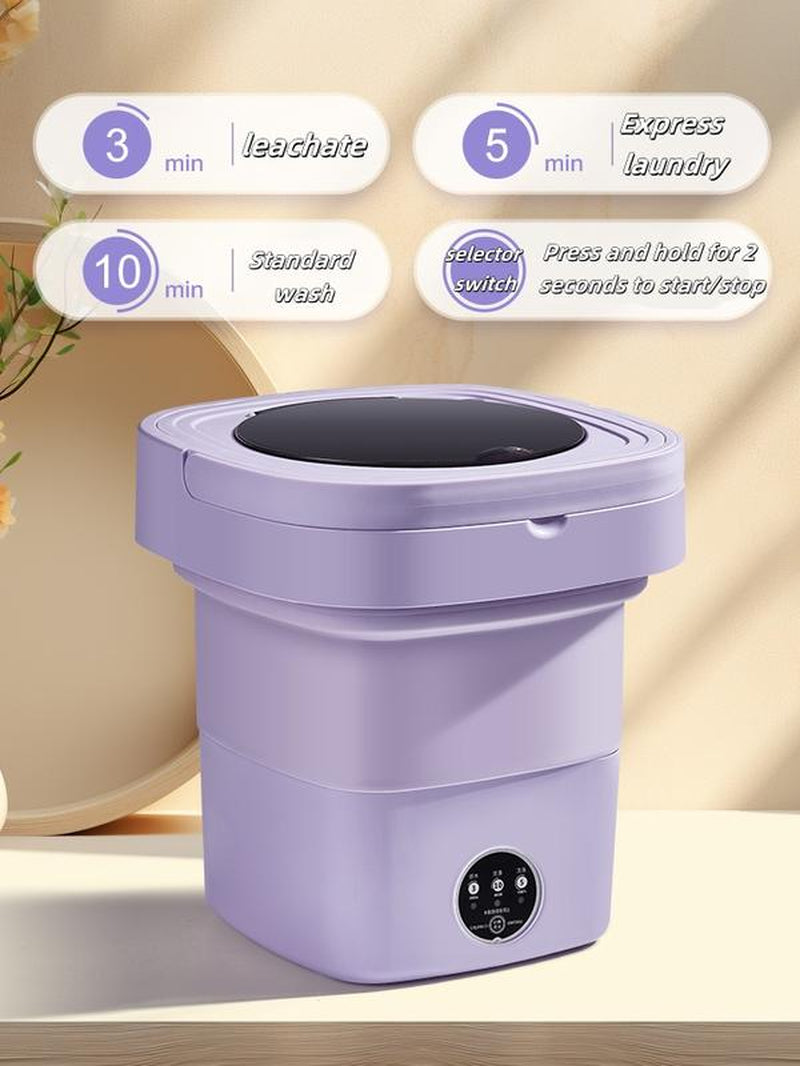 Portable Folding Washing Machine, Purple Large-Capacity Foldable,Mini Washing Machine, Deep Cleaning Underwear, Baby Clothes and Small Clothing. Can Be Spin-Dried and Suitable for Apartments, Dormitories, Hotels, Camping, Etc. Christmas Gifts