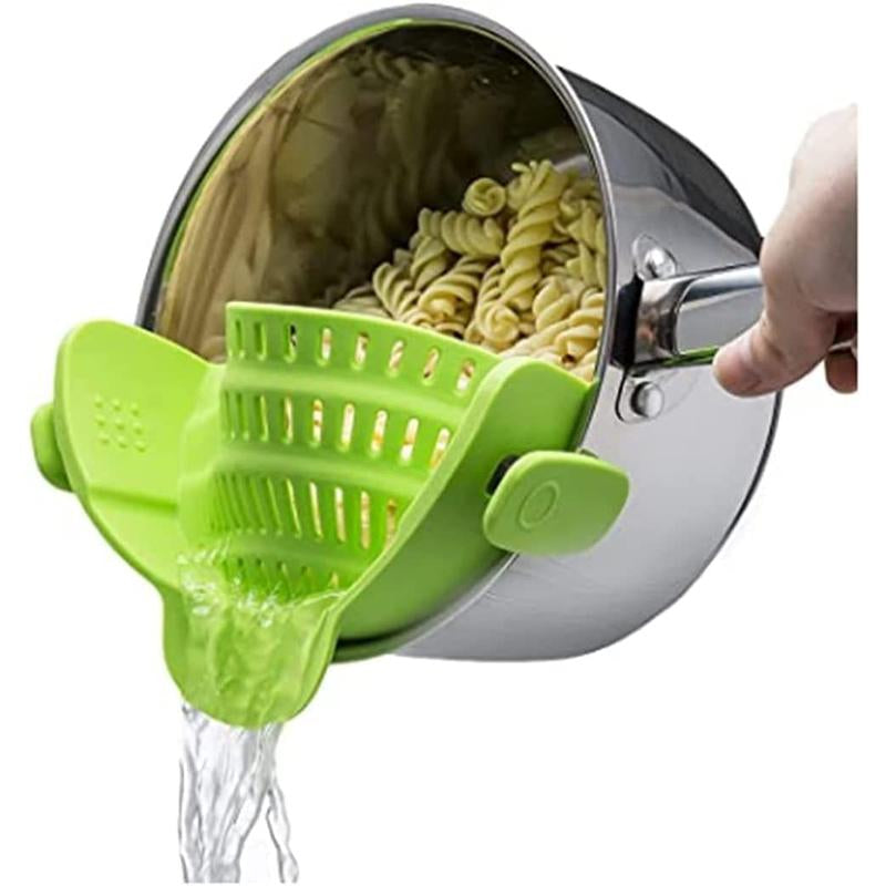 Gizmo Snap N Strain Pot & Pasta Strainer - Adjustable Silicone Clip on Strainer for Pots, Pans, & Bowls- Kitchen Gadgets, Noodle, Food, Gifts for Women, Green Kitchen Gizmo Traditional Utensils